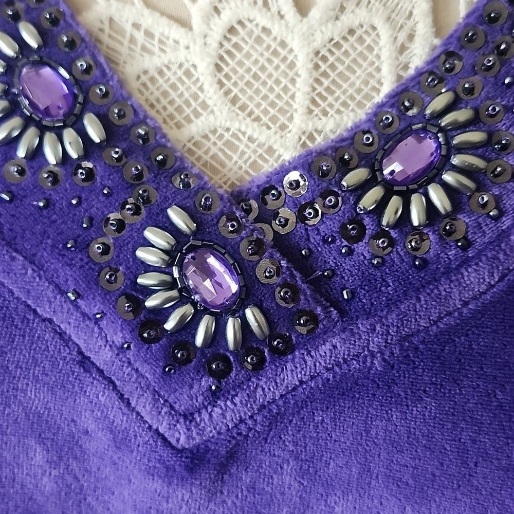 Quacker Factory Velour Top Size Large - Picture 2 of 7
